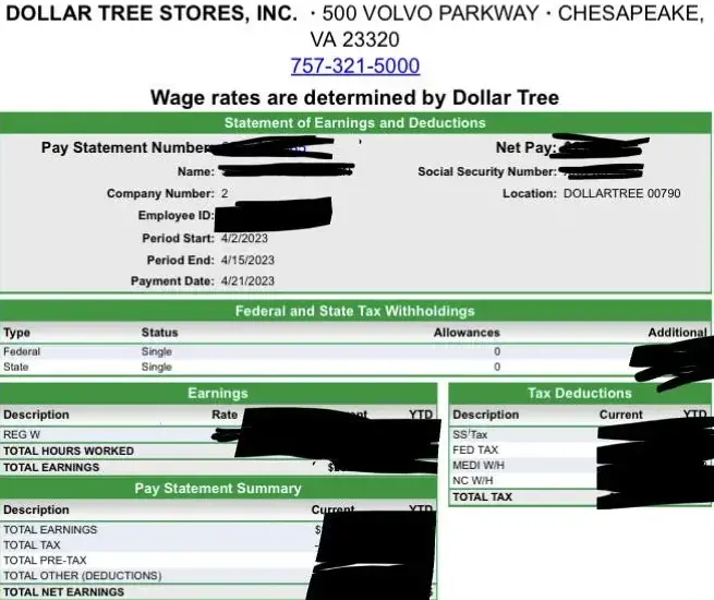 dollar tree paystub
